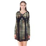 Stained Glass Window Gothic Long Sleeve V-neck Flare Dress