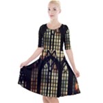 Stained Glass Window Gothic Quarter Sleeve A-Line Dress