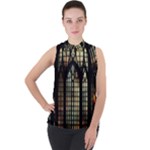 Stained Glass Window Gothic Mock Neck Chiffon Sleeveless Top