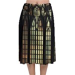 Stained Glass Window Gothic Velvet Flared Midi Skirt
