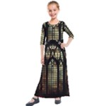 Stained Glass Window Gothic Kids  Quarter Sleeve Maxi Dress