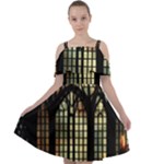 Stained Glass Window Gothic Cut Out Shoulders Chiffon Dress