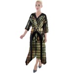 Stained Glass Window Gothic Quarter Sleeve Wrap Front Maxi Dress