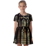Stained Glass Window Gothic Kids  Short Sleeve Pinafore Style Dress