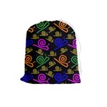 Pattern Repetition Snail Blue Drawstring Pouch (Large)