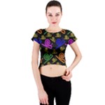 Pattern Repetition Snail Blue Crew Neck Crop Top
