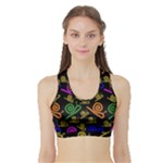Pattern Repetition Snail Blue Sports Bra with Border