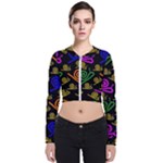 Pattern Repetition Snail Blue Long Sleeve Zip Up Bomber Jacket