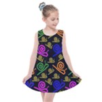 Pattern Repetition Snail Blue Kids  Summer Dress