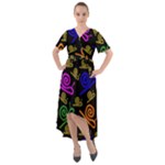 Pattern Repetition Snail Blue Front Wrap High Low Dress