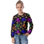 Pattern Repetition Snail Blue Kids  Long Sleeve T-Shirt with Frill 