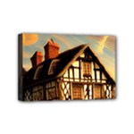 Village House Cottage Medieval Timber Tudor Split timber Frame Architecture Town Twilight Chimney Mini Canvas 6  x 4  (Stretched)