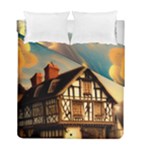 Village House Cottage Medieval Timber Tudor Split timber Frame Architecture Town Twilight Chimney Duvet Cover Double Side (Full/ Double Size)