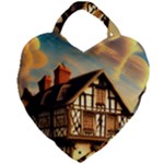 Village House Cottage Medieval Timber Tudor Split timber Frame Architecture Town Twilight Chimney Giant Heart Shaped Tote