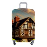 Village House Cottage Medieval Timber Tudor Split timber Frame Architecture Town Twilight Chimney Luggage Cover (Small)