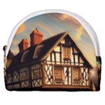 Village House Cottage Medieval Timber Tudor Split timber Frame Architecture Town Twilight Chimney Horseshoe Style Canvas Pouch