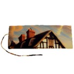 Village House Cottage Medieval Timber Tudor Split timber Frame Architecture Town Twilight Chimney Roll Up Canvas Pencil Holder (S)