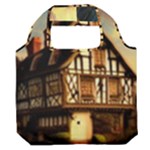 Village House Cottage Medieval Timber Tudor Split timber Frame Architecture Town Twilight Chimney Premium Foldable Grocery Recycle Bag