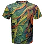 Outdoors Night Setting Scene Forest Woods Light Moonlight Nature Wilderness Leaves Branches Abstract Men s Cotton T-Shirt