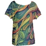 Outdoors Night Setting Scene Forest Woods Light Moonlight Nature Wilderness Leaves Branches Abstract Women s Oversized T-Shirt