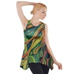 Outdoors Night Setting Scene Forest Woods Light Moonlight Nature Wilderness Leaves Branches Abstract Side Drop Tank Tunic