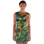 Outdoors Night Setting Scene Forest Woods Light Moonlight Nature Wilderness Leaves Branches Abstract Wrap Front Bodycon Dress
