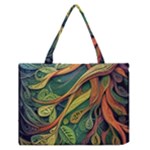 Outdoors Night Setting Scene Forest Woods Light Moonlight Nature Wilderness Leaves Branches Abstract Zipper Medium Tote Bag