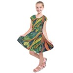 Outdoors Night Setting Scene Forest Woods Light Moonlight Nature Wilderness Leaves Branches Abstract Kids  Short Sleeve Dress