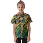 Outdoors Night Setting Scene Forest Woods Light Moonlight Nature Wilderness Leaves Branches Abstract Kids  Short Sleeve Shirt