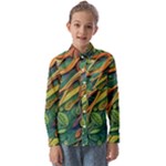 Outdoors Night Setting Scene Forest Woods Light Moonlight Nature Wilderness Leaves Branches Abstract Kids  Long Sleeve Shirt