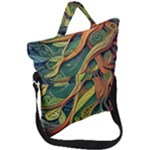 Outdoors Night Setting Scene Forest Woods Light Moonlight Nature Wilderness Leaves Branches Abstract Fold Over Handle Tote Bag