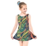 Outdoors Night Setting Scene Forest Woods Light Moonlight Nature Wilderness Leaves Branches Abstract Kids  Skater Dress Swimsuit