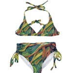 Outdoors Night Setting Scene Forest Woods Light Moonlight Nature Wilderness Leaves Branches Abstract Kids  Classic Bikini Set