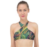 Outdoors Night Setting Scene Forest Woods Light Moonlight Nature Wilderness Leaves Branches Abstract High Neck Bikini Top