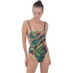 Outdoors Night Setting Scene Forest Woods Light Moonlight Nature Wilderness Leaves Branches Abstract Tie Strap One Piece Swimsuit