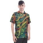 Outdoors Night Setting Scene Forest Woods Light Moonlight Nature Wilderness Leaves Branches Abstract Men s Polo T-Shirt