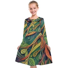 Outdoors Night Setting Scene Forest Woods Light Moonlight Nature Wilderness Leaves Branches Abstract Kids  Midi Sailor Dress from ZippyPress
