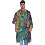 Outdoors Night Setting Scene Forest Woods Light Moonlight Nature Wilderness Leaves Branches Abstract Men s Hooded Rain Ponchos