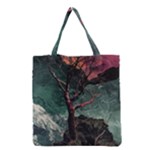 Night Sky Nature Tree Night Landscape Forest Galaxy Fantasy Dark Sky Planet Grocery Tote Bag