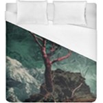 Night Sky Nature Tree Night Landscape Forest Galaxy Fantasy Dark Sky Planet Duvet Cover (King Size)