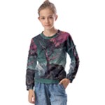 Night Sky Nature Tree Night Landscape Forest Galaxy Fantasy Dark Sky Planet Kids  Long Sleeve T-Shirt with Frill 