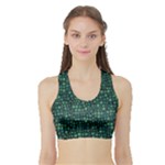 Squares cubism geometric background Sports Bra with Border