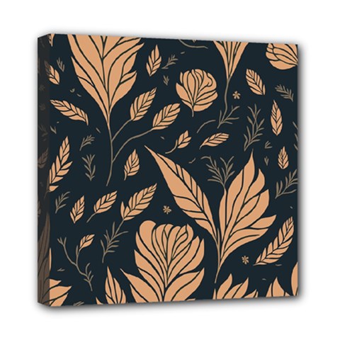 Background Pattern Leaves Texture Mini Canvas 8  x 8  (Stretched) from ZippyPress