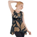 Background Pattern Leaves Texture Side Drop Tank Tunic
