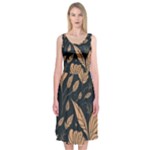 Background Pattern Leaves Texture Midi Sleeveless Dress