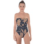 Background Pattern Leaves Texture Tie Back One Piece Swimsuit