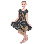 Background Pattern Leaves Texture Kids  Short Sleeve Dress