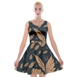 Background Pattern Leaves Texture Velvet Skater Dress