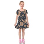 Background Pattern Leaves Texture Kids  Short Sleeve Velvet Dress