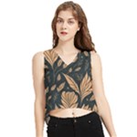Background Pattern Leaves Texture V-Neck Cropped Tank Top